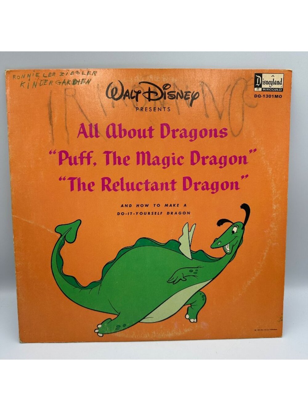 Walt Disney All About Dragons Puff The Magic Dragon 1968 Vinyl Disneyland